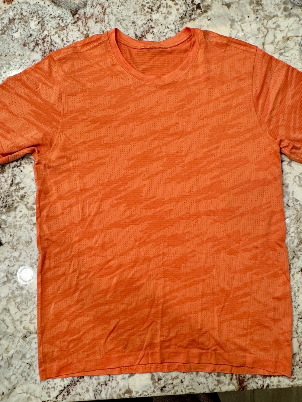 Lululemon Men's Orange Performance Crew Neck Shirt